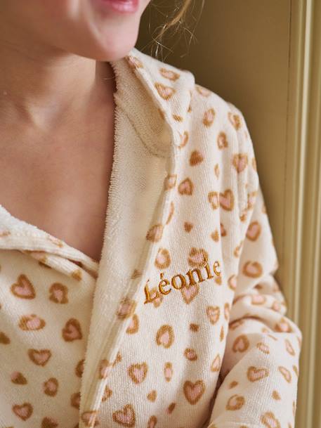 Leopard Dressing Gown for Children, with Recycled Cotton printed white 