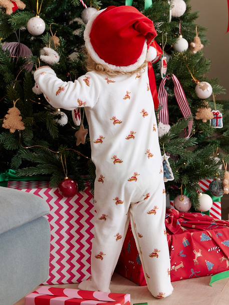 Footed Jumpsuit & Beanie Combo, Christmas Capsule Collection ecru 