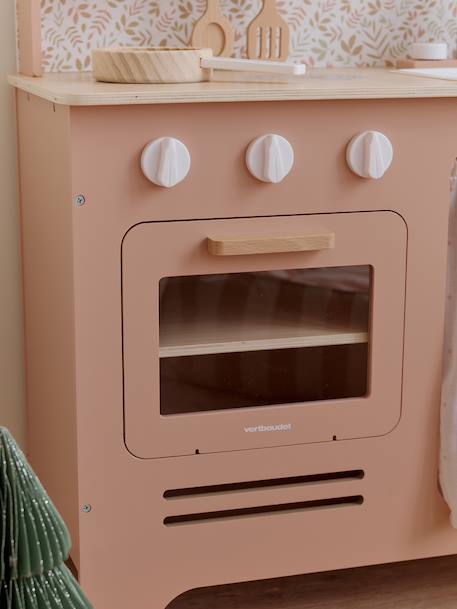 Wooden kitchen with FSC100® wooden accessories ecru+rose+sage green 