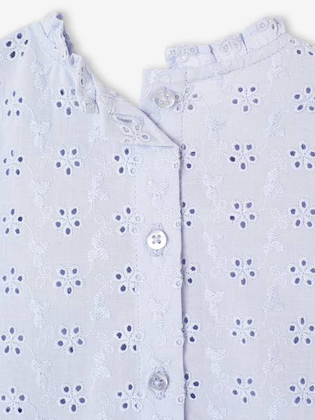 Blouse in Broderie Anglaise for Babies sky blue+sweet pink+white 