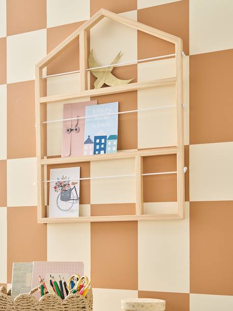 Wooden House-Shaped Collage Holder beige 