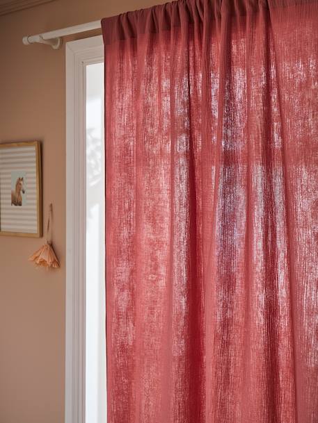Semi-sheer Rod Pocket Curtain in Cotton Gauze cinnamon+ecru+grey blue+mocha+rose+rosy+sage green+white 