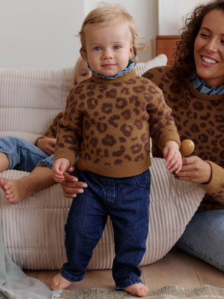 Leopard chambray baby jumper brown 