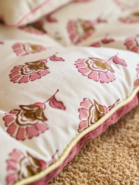 Bi-material floor mattress in floral/velvet Arizona rose 