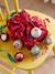 Pack of 6 3D Christmas baubles red 