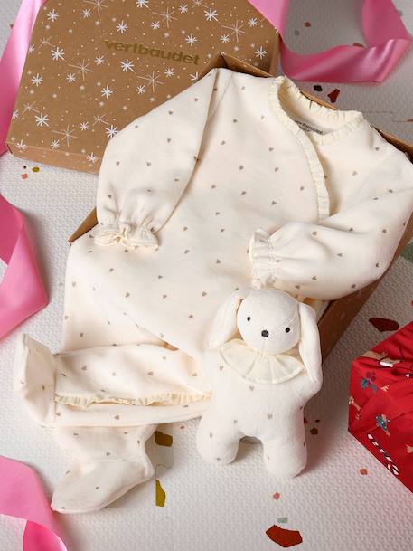 Velvet sleepsuit and comforter set ecru 