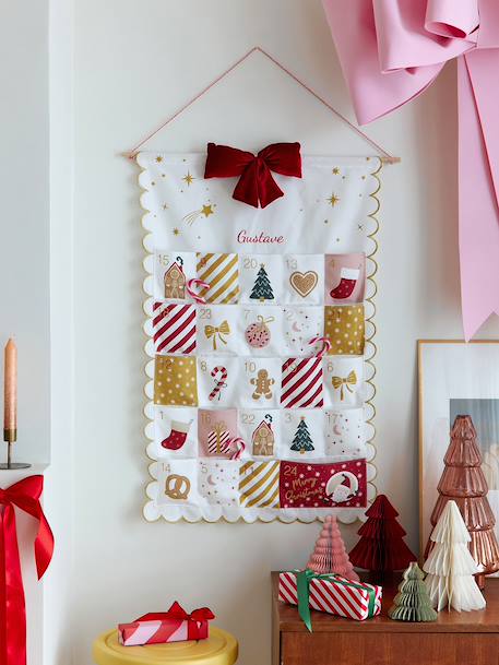 Fabric garland advent calendar golden beige 