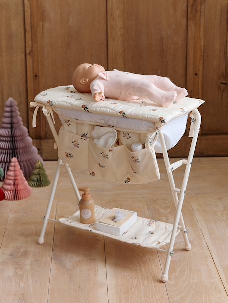 2-in-1 changing table for metal baby dolls ecru 