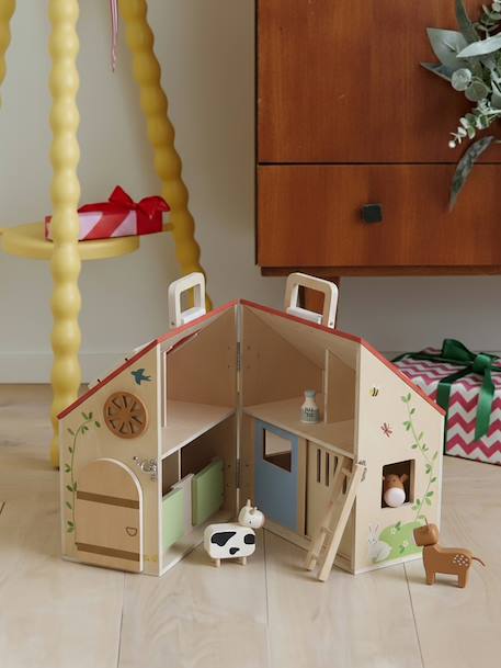 Wooden farm with FSC® wooden accessories red 
