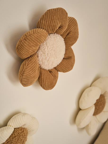 Set of 3 velvet flowers beige 