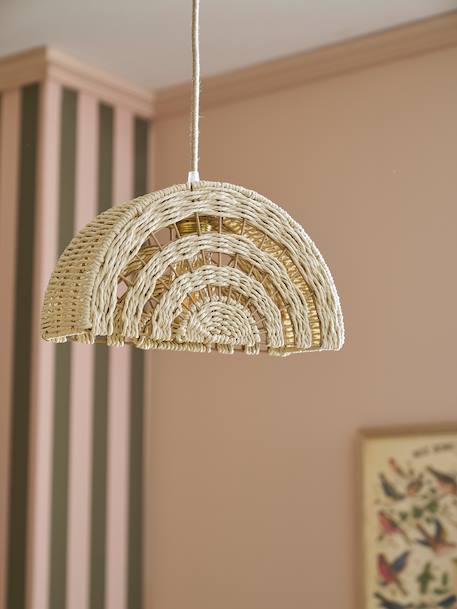 Hanging lampshade / Rainbow hanging lampshade in paper rope ecru 