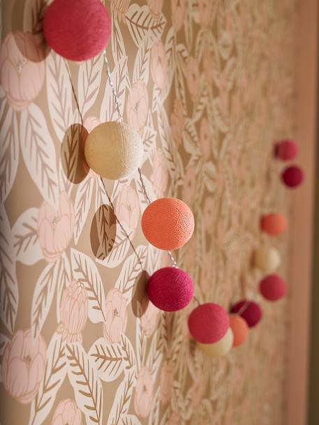Light-Up Bauble Garland with Switch raspberry pink+rose+sage green 