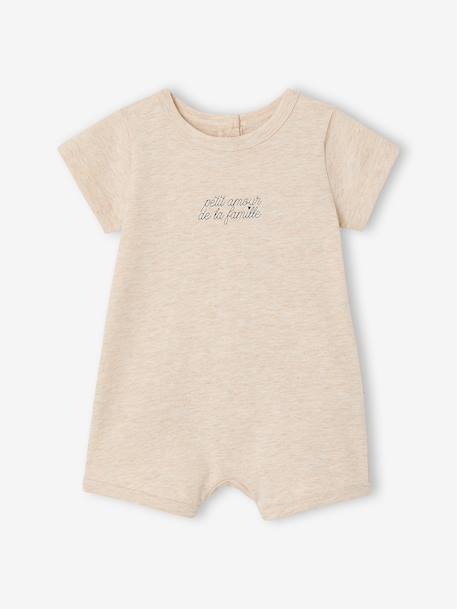 Newborn set of 2 playsuits in organic cotton marl beige 
