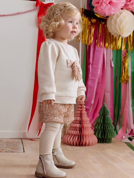 Christmas Set for Baby Girls: Sequinned Sweatshirt & Shorts gold 