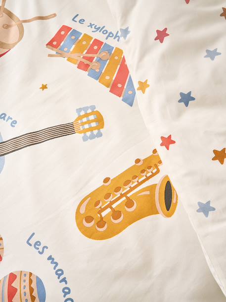 MUSIQUE LEXIQUE duvet cover set + pillowcase with recycled cotton printed white 