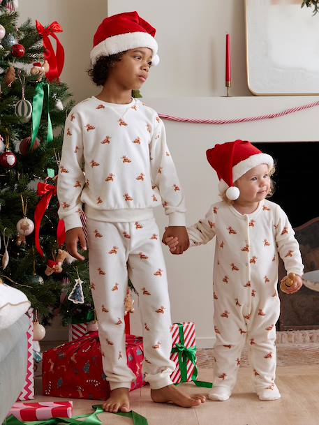 Footed Jumpsuit & Beanie Combo, Christmas Capsule Collection ecru 