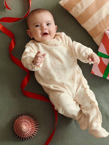 Velvet sleepsuit and comforter set ecru 
