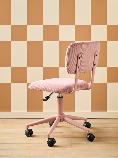 Velour Desk Chair with Castors for Children ecru+green+rose 