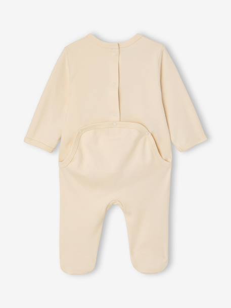 Pack of 3 Organic Cotton Sleepsuits for Babies beige+ecru+sage green 