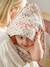 Cotton Muslin Bath Cape + Wash Mitt, FLORA printed white 