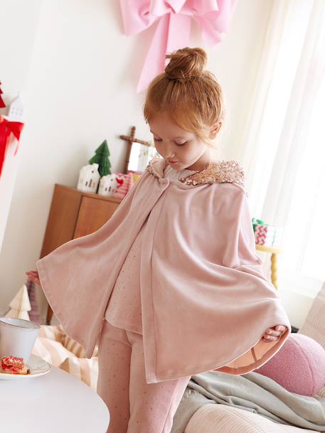 Pyjamas with Sequinned Cape for Girls rosy 