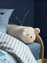 Bedding & Decor-Sherpa Bolster Cushion with Bear Motif