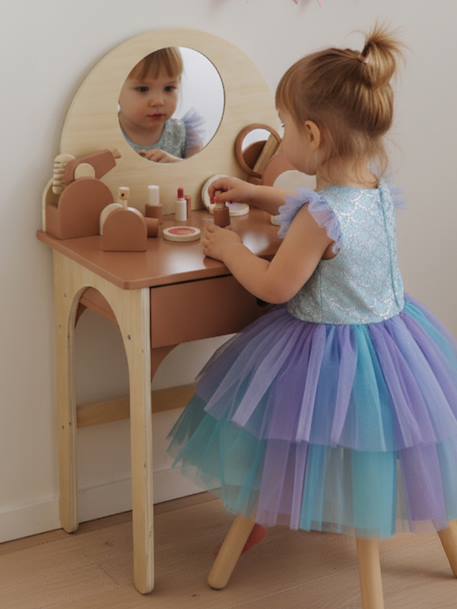 Dressing table + stool with FSC100® wooden accessories caramel 