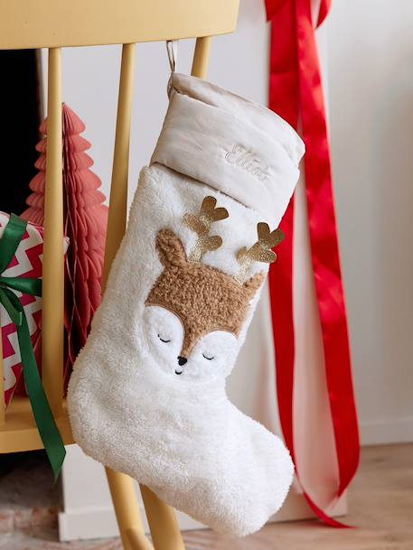 Reindeer Christmas sock golden beige 