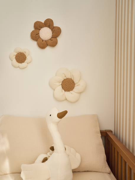 Set of 3 velvet flowers beige 