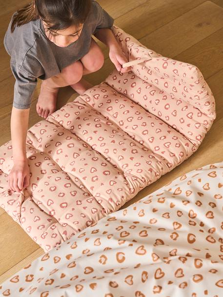 Leopard Print Floor Mattress with Handles rose 