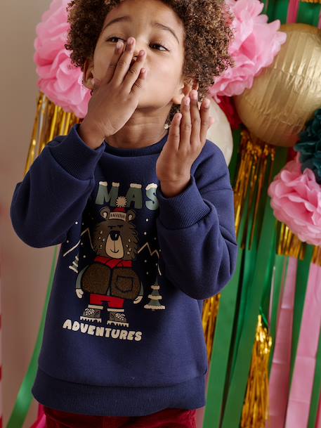 Printed Christmas Sweatshirt for Boys navy blue 