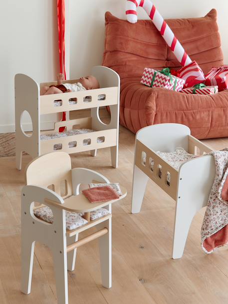 High Chair  in FSC®100% Wood for Dolls white 