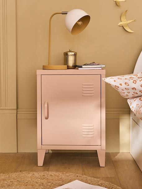 Bedside table with 1 metal door green+rose 