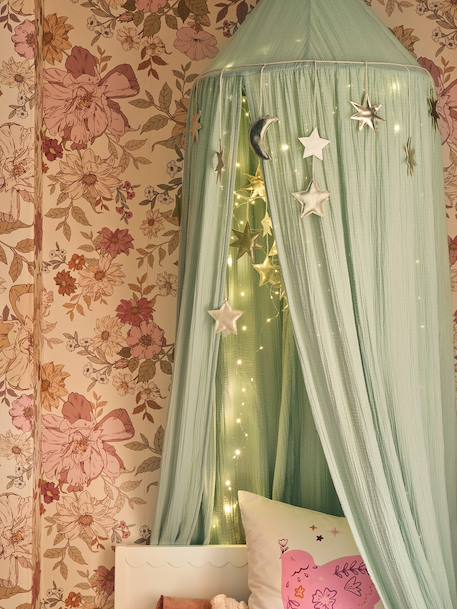 Bed Canopy in Cotton Gauze, EAU DE ROSE Theme cinnamon+Light Pink+sage green+sand beige 