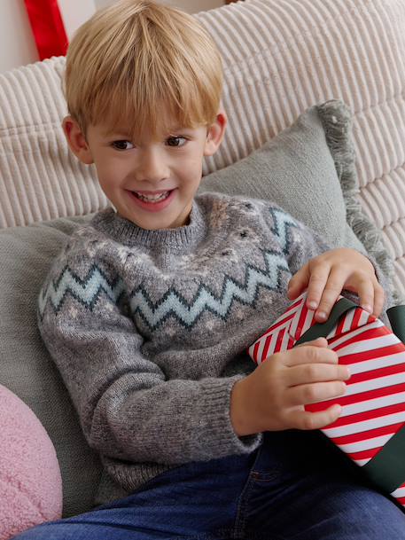 Christmas Jacquard Jumper for Boys, Family Capsule Collection marl grey 