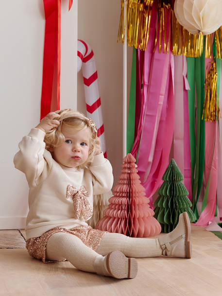 Christmas Set for Baby Girls: Sequinned Sweatshirt & Shorts gold 