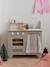 Wooden kitchen with FSC100® wooden accessories ecru+rose+sage green 