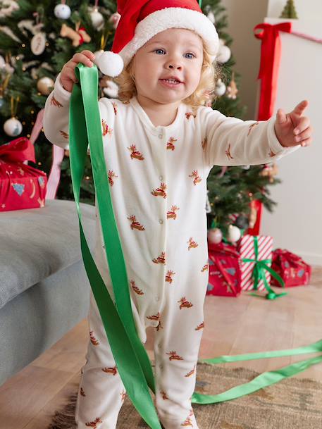 Footed Jumpsuit & Beanie Combo, Christmas Capsule Collection ecru 