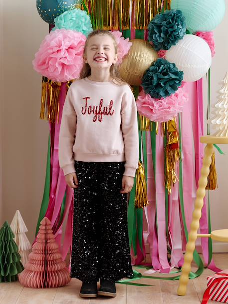 Christmas Sweatshirt with Sequinned Message for Girls rosy 