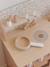 Wooden kitchen with FSC100® wooden accessories ecru+rose+sage green 