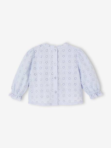 Blouse in Broderie Anglaise for Babies sky blue+sweet pink+white 