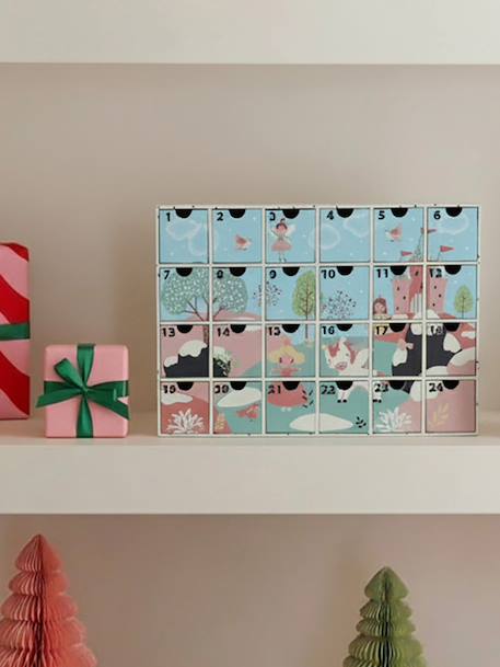 Advent Calendar with Toys in FSC® Wood blue+ecru+wood 
