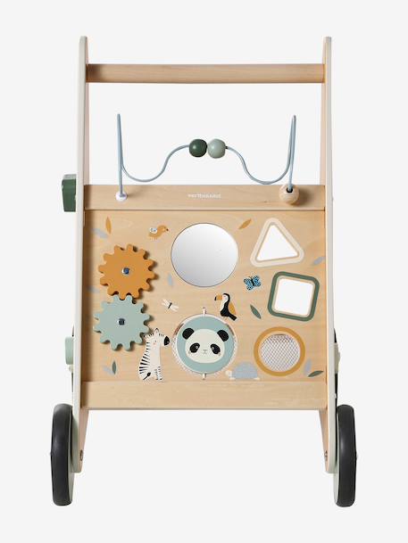 Baby Walker in FSC®100% Wood with Brakes, GREEN FOREST red+yellow 
