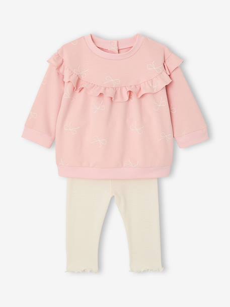 Ruffled Sweatshirt + Leggings Combo for Babies rose 