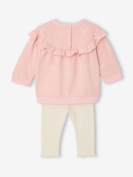 Ruffled Sweatshirt + Leggings Combo for Babies rose 