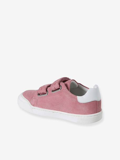 Hook-and-Loop Leather Trainers for Girls, Designed for Autonomy bordeaux red+gold+rose 