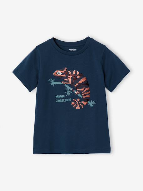 Basics T-Shirt with Reversible Sequins for Boys aqua green+ecru+night blue+ocean blue+white 