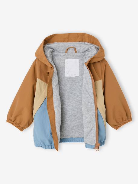 Windcheater Jacket for Baby Boys, by CYRILLUS aqua green+caramel 