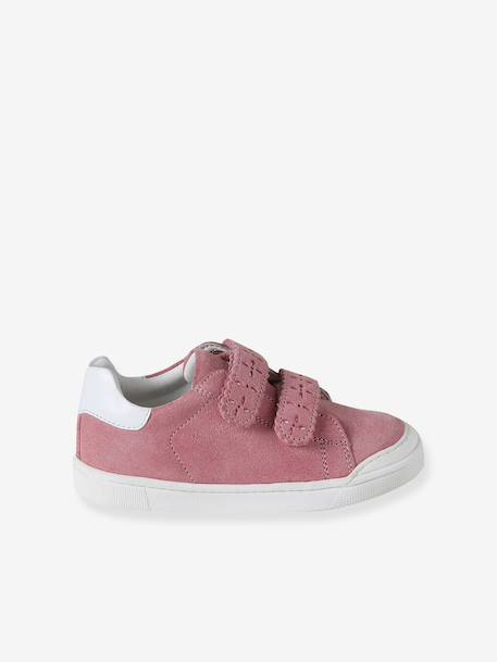 Hook-and-Loop Leather Trainers for Girls, Designed for Autonomy bordeaux red+gold+rose 
