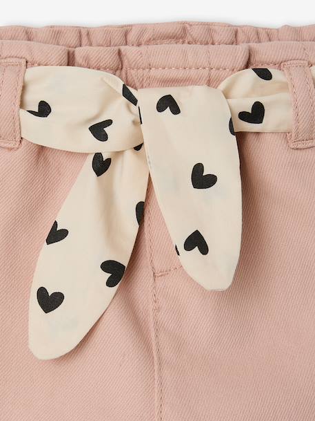 Paperbag Trousers with Belt, for Babies cappuccino+lichen+old rose 